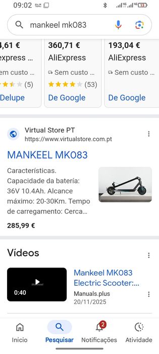 Trotinette nova embalada