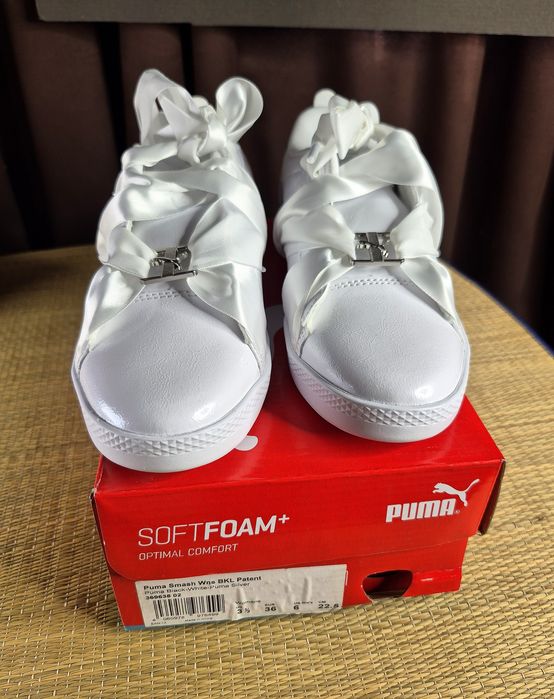 Оригінал 100% Жіночі кросівки Puma Basket Heart з широкими атласними шнурками(Розмір 36-22,5см)