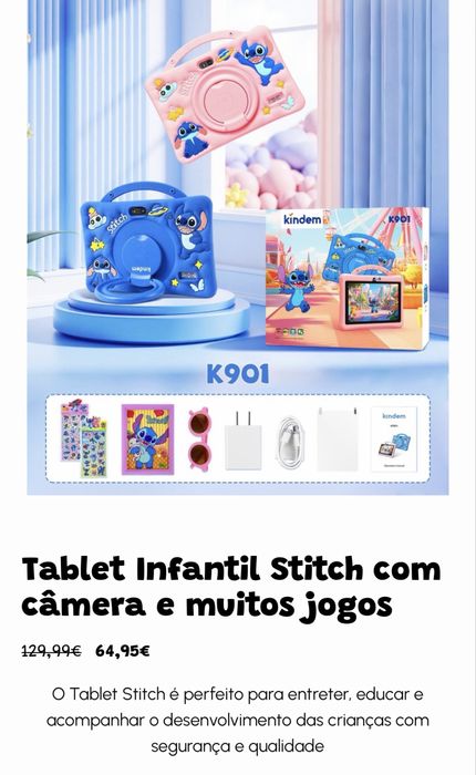 Tablet Stitch azul ou rosa