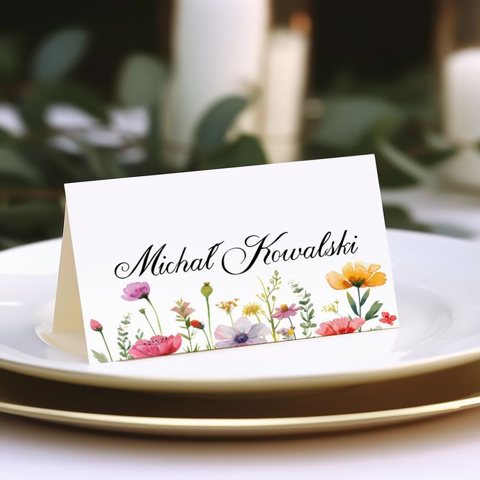 Winietki ślubne - motyw kwiaty polne