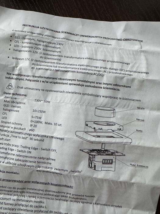 Ściemniacz uniwersalny przyciskowo-obrotowy