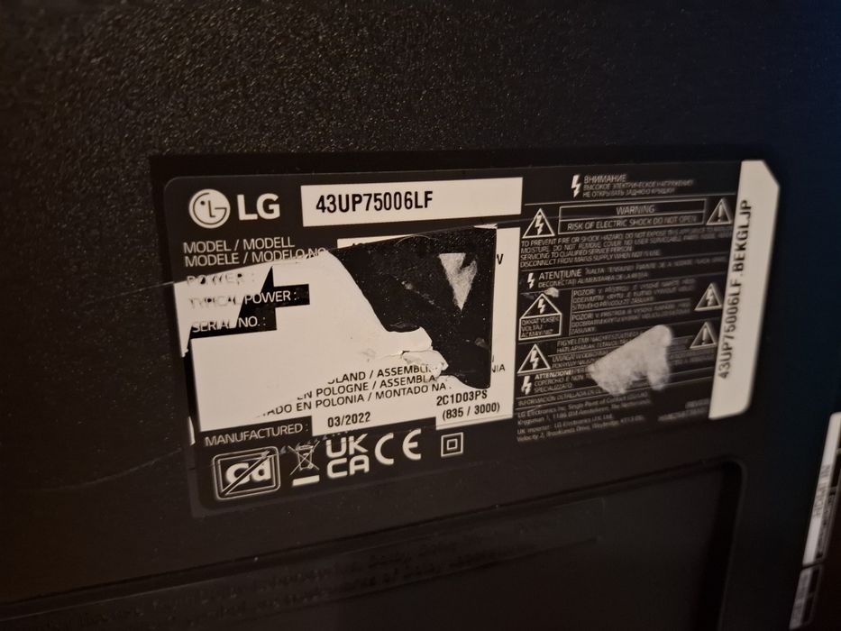 Tv lg 43up75006lf