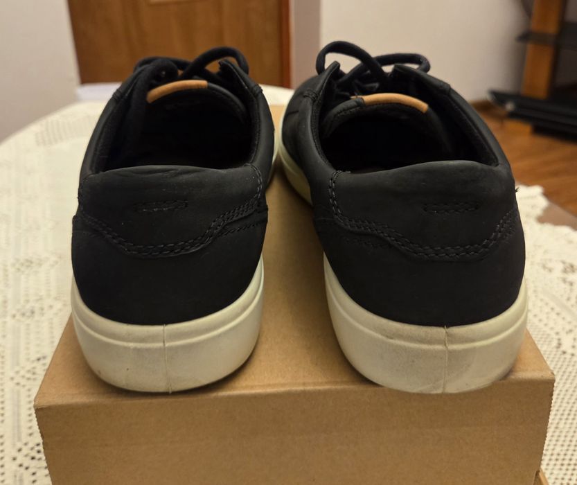 Skórzane buty sneakersy ECCO Soft 7 Męskie r. 44 Czarne Nubuk