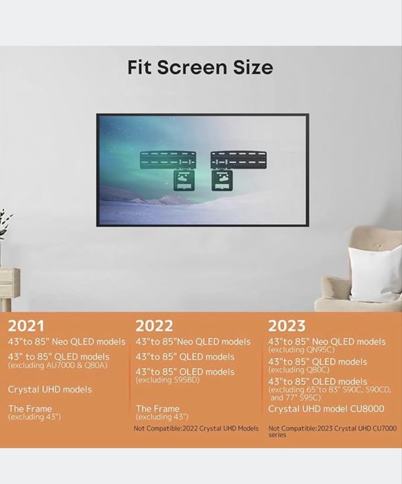 Uchwyt tv slim samsung 43-85 micro gap