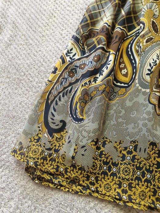 Sukienka boho ramiączka paisley krata S rare satynowy pas swag coquette