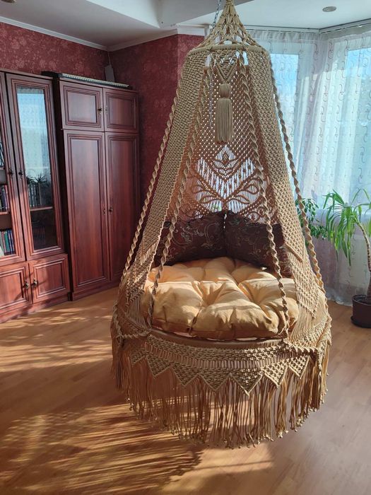 Fotel wiszący, huśtawka, hamak, makrame, boho