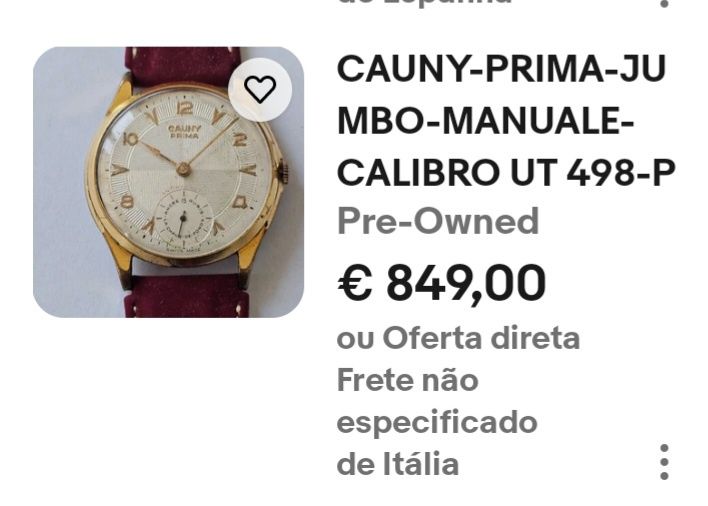 Relógio Cauny Prima 498. 21 rubis.