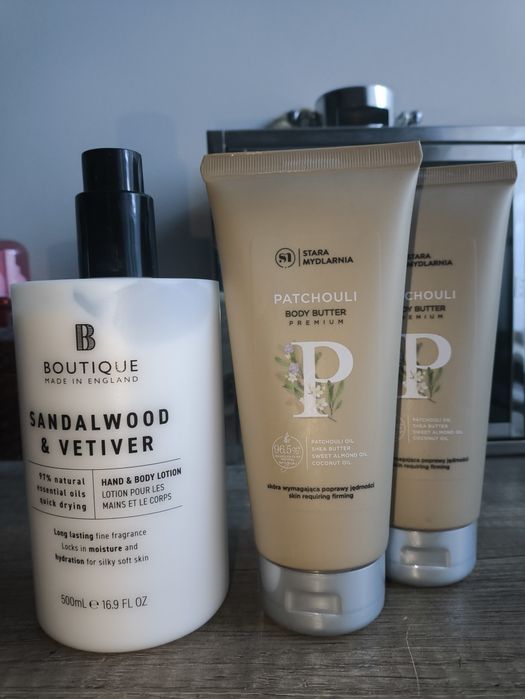 Stara Mydlarnia Patchouli masło i Boutique Sandalwood & vetiver balsam zestaw Nowy