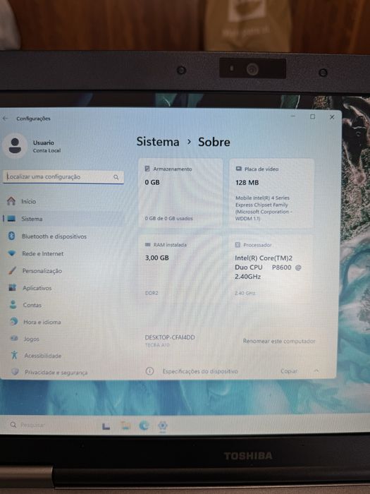 Notebook toshiba / estado de novo