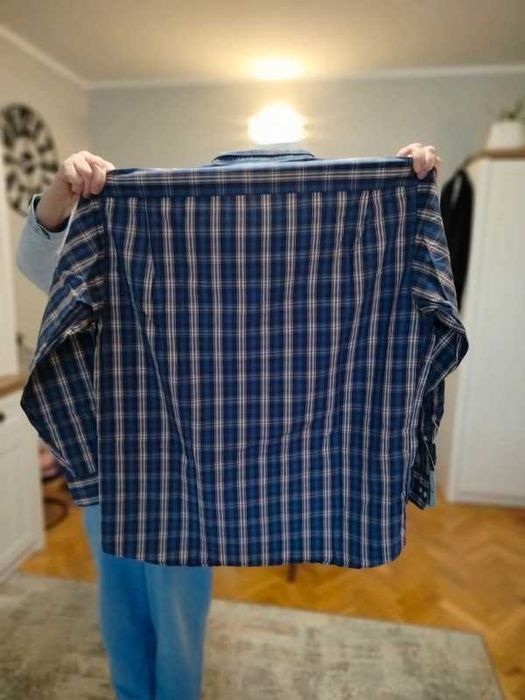 Tchibo koszula męska w niebieską kratę z długim rękawem r. XXL 45-46