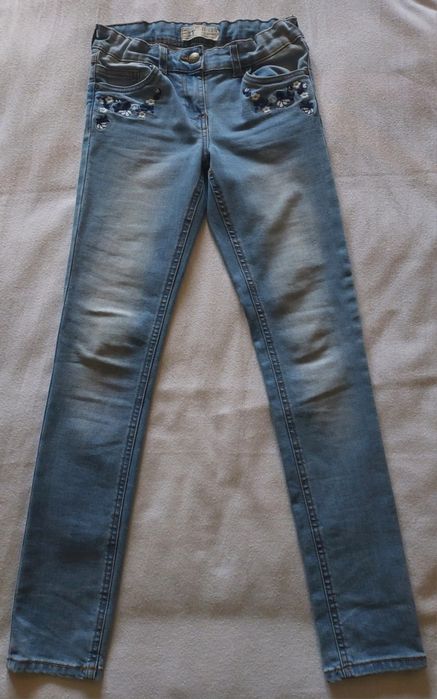 Calças Skinny Fit Bordadas, 11-12A