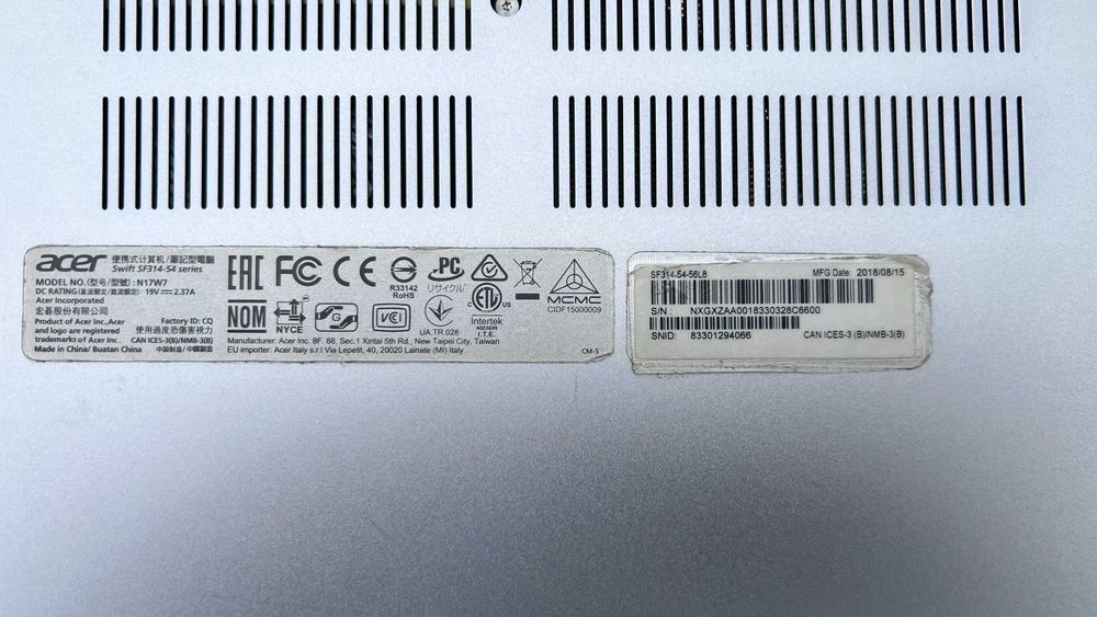 Acer Swift 3 SF314-54-56L8 14'' Core i5-8250U, 8GB RAM, 256GB SSD