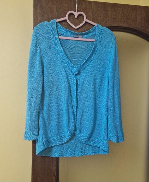 Короткий кардиган 52-54 розміру,  бірюзового кольору