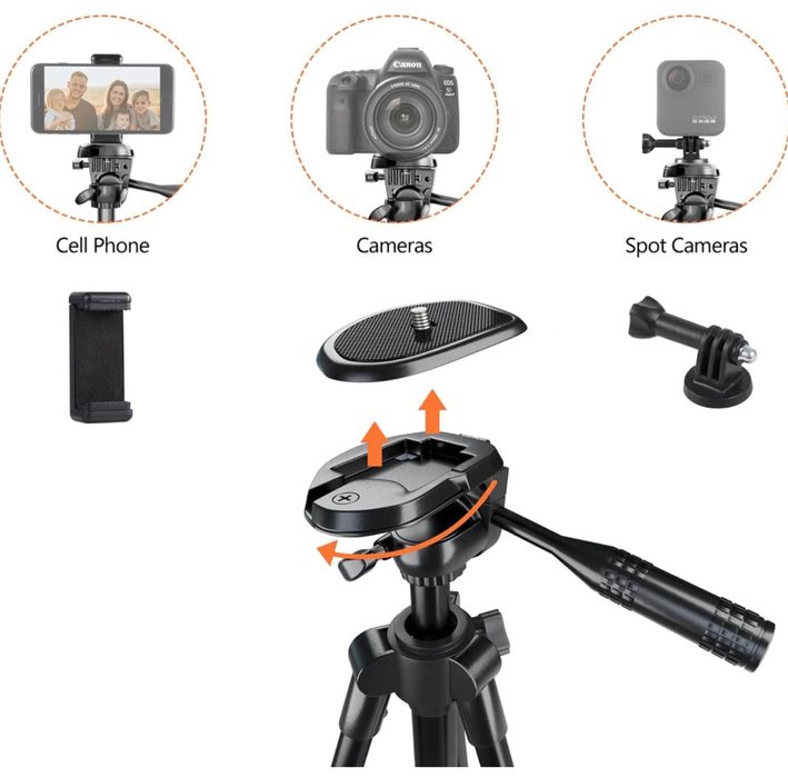 Statyw do telefonu z uchwytem na aparat: 42-calowy