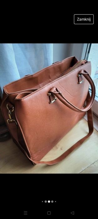 Duża torebka brązowa pasek na ramię 39/31/16cm