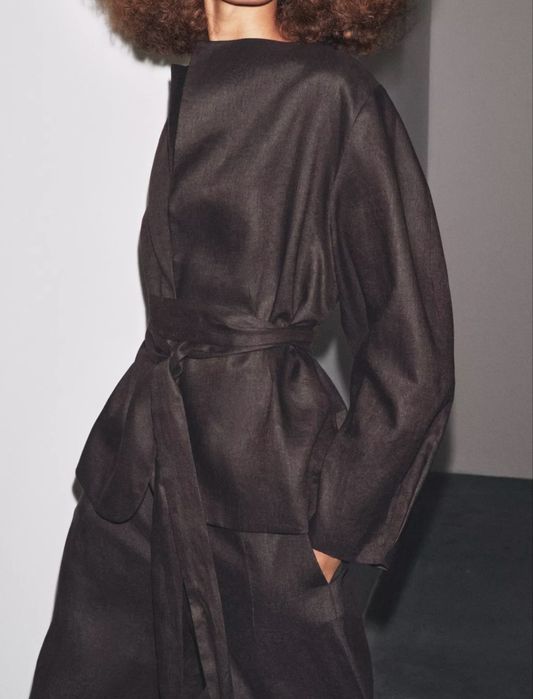 Lniany komplet garnitur Zara XL