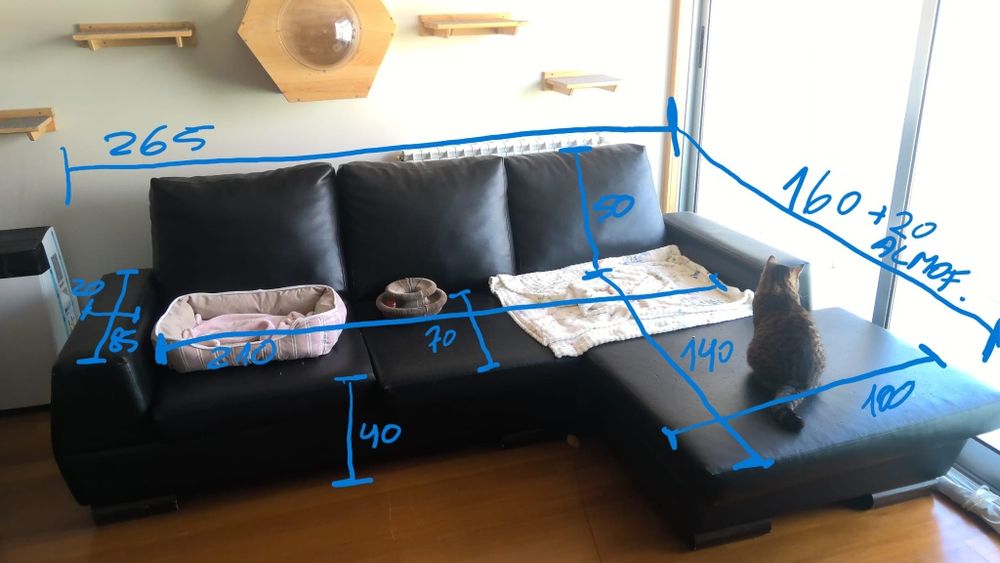 Sofá com chaise longue de sala
