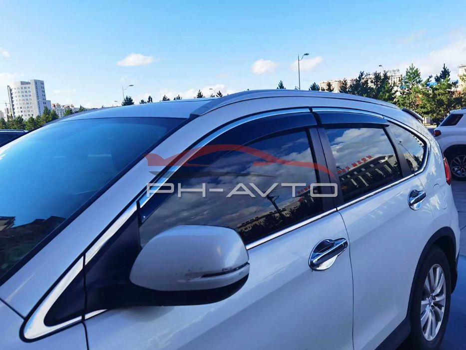 Вітровики з хромом Honda CRv CR-V 2012-2016 Дефлектори Ветровики
