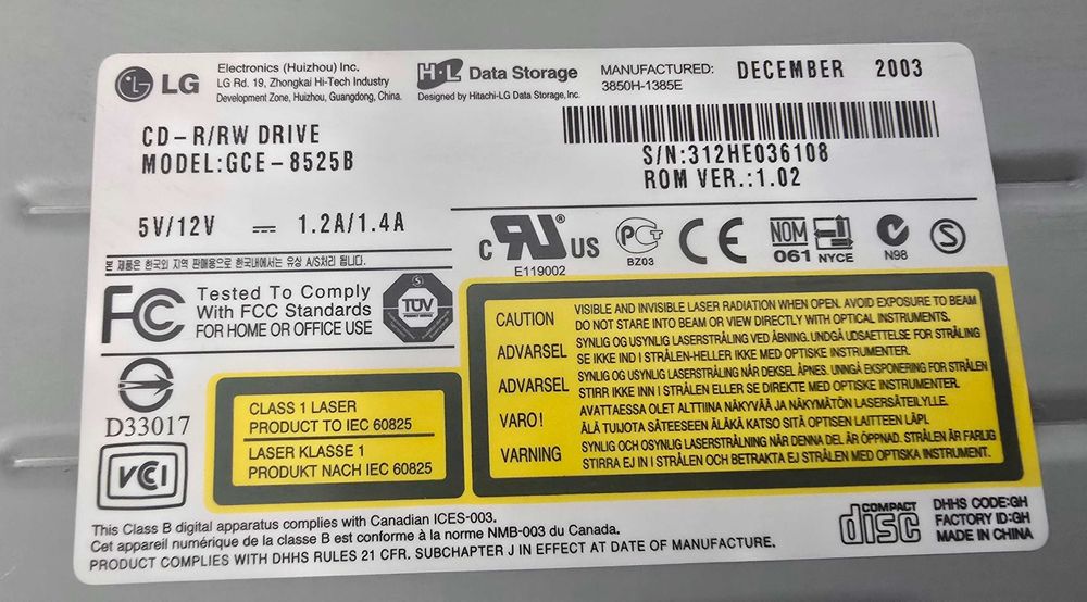 CD/DVD RW Drive - LG GCE-8525B64409269247490122