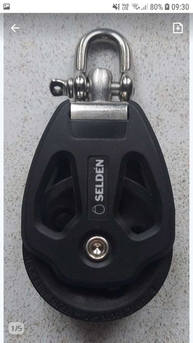 Zestaw 4 nowych bloczków Selden PBB50mm, żeglarski, linowy, pojedynczy