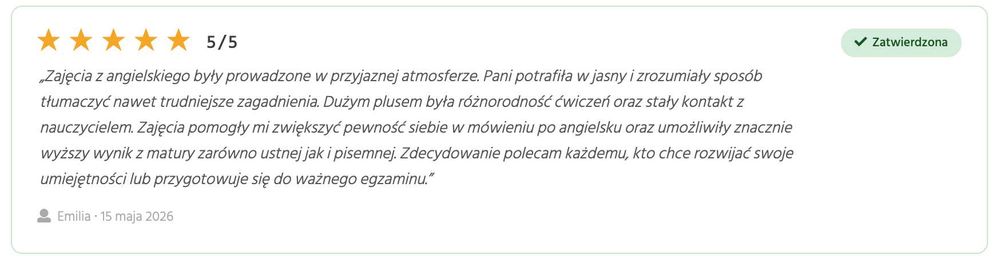 Język angielski korepetycje - stacjonarnie/online - egzamin E8/ matura