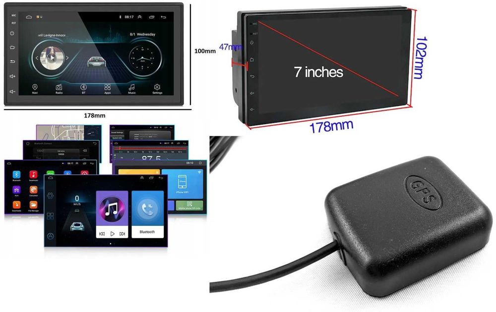 Radio Samochodowe 2DIN Nawigacja GPS 7 Android WIFI Kamera Cofania FV