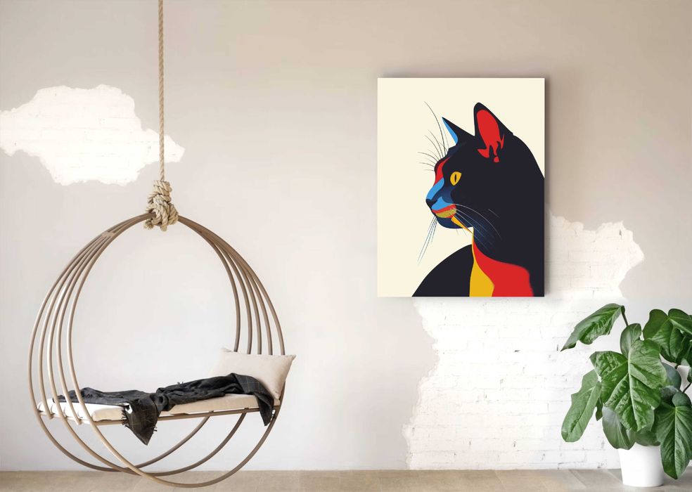 Obraz na płótnie "Geometryczny Kot w Abstrakcji" 60x80 cm