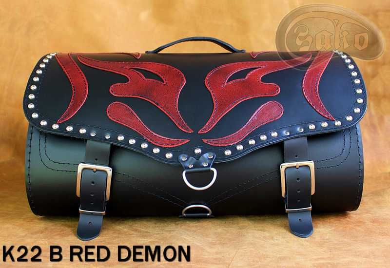 Kufer skórzany motocyklowy K22 RED DEMON A, B producent SAKO