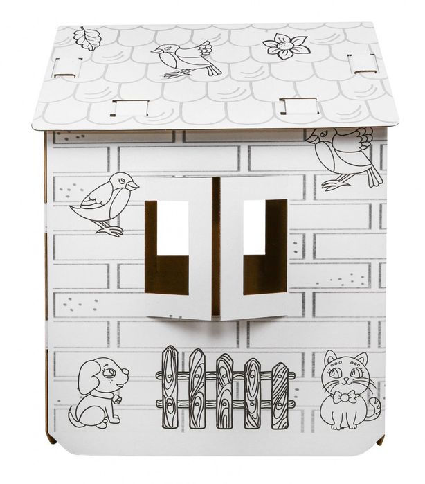 Kartonowy Domek XXL z autem kolorowanka 3D dla dzieci ogrodowy