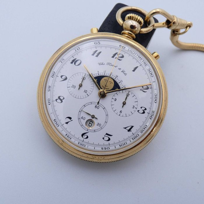 Kieszonkowy Tissot Chronograf Moon Phase Valjoux Lata 80'e