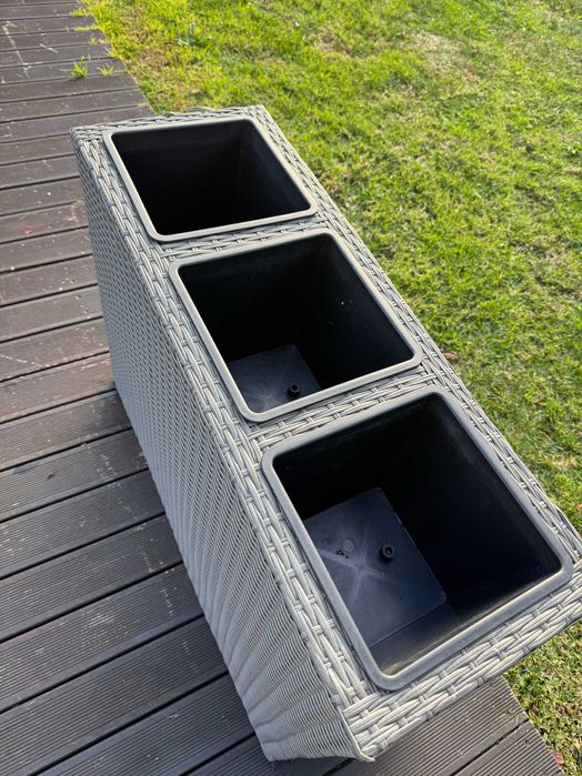 Floreira de vime sintético 3 em 1 para jardim ou varanda