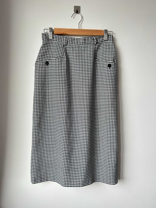 Spódnica do kolana z wysokim stanem damska elegancka w kratę M