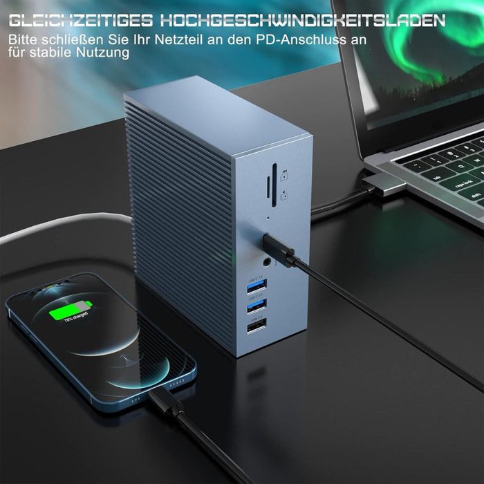 Док-станция USB C HDMI VGA 4 USBA USB C SD Micro SD LAN 100 Вт