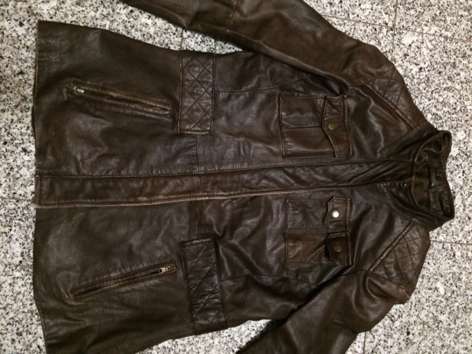 Blazer em pele Cortefiel vintage