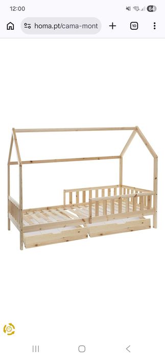 Cama MONTESSORI natural com 2 gavetas