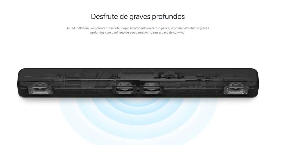 Barra de som única de 2.1 canais com Dolby Atmos®/DTS:X® e subwoofer - completamente nova