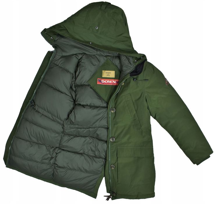 Superdry Rookie Down Zielona Puchowa Kurtka Damska Parka M
