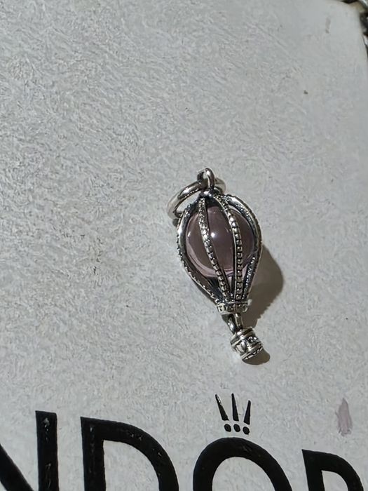 Balon charms liliowy pudrowy róż szkło murano srebro s925