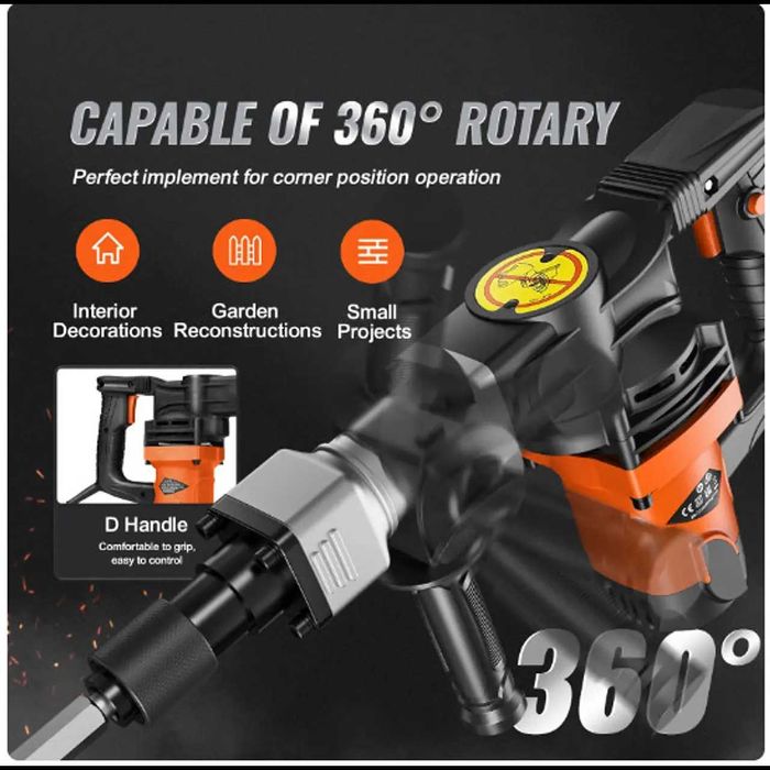 D21-Vevor Martelo de demolição 1400w com ponteiras 2900 BPM com mala