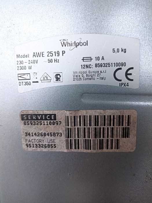 Пральна машина на запчастини Whirlpool AWE 2519 P