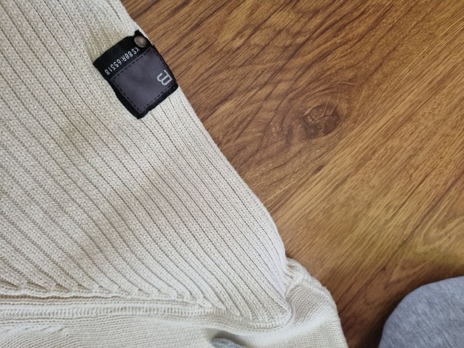 Męski swetr na zamek Burton L kremowy z kapturem