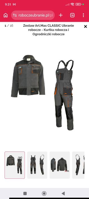 Zestaw bluza + ogrodniczki robocze rozmiar 44(M/L)
