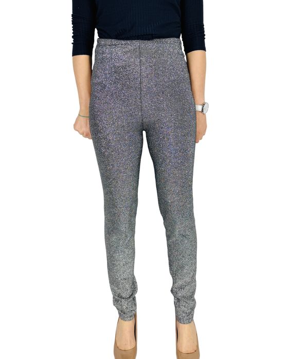 Srebrne legginsy z brokatem S 36
