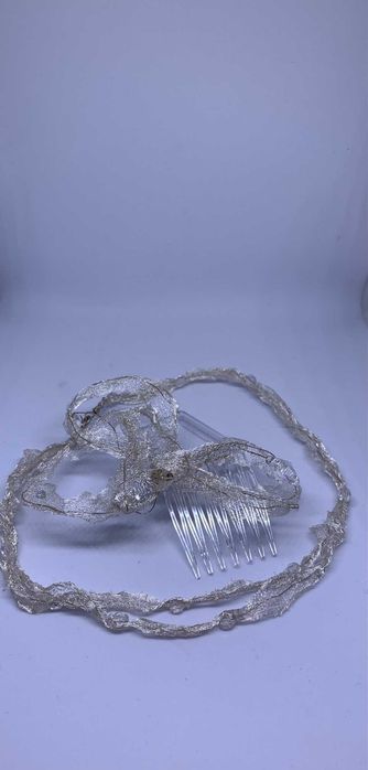 ślubny zestaw choker i grzebyk siateczkowy materiał kryształki modny