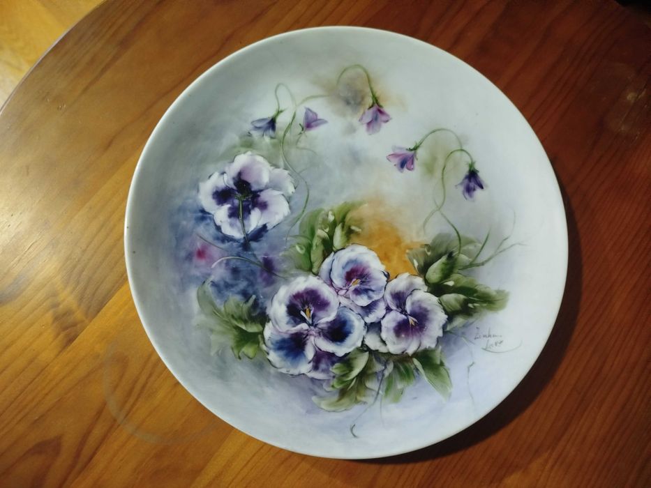 prato pintado à mão - amores perfeitos