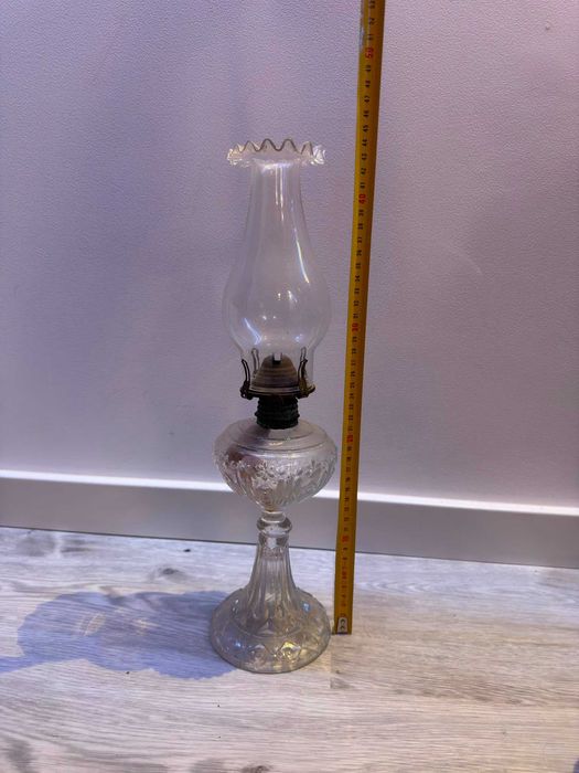 Candeia / Lâmpada de Petróleo Vintage em Vidro e Latão (44 cm)