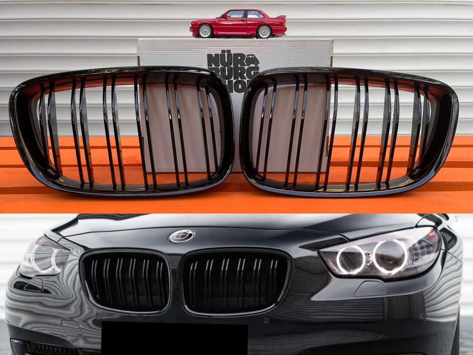 Решетка радиатора BMW БМВ F07 Ф07 GT ГТ ноздри c двойными ребрами черный глянец М Performance