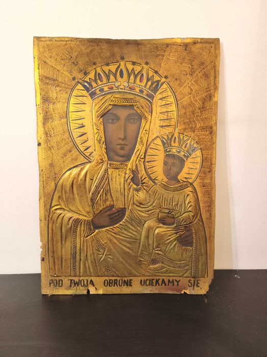 Matka Boska Częstochowska. Stara Ikona | 50x35 cm | Patyna | WARSZAWA