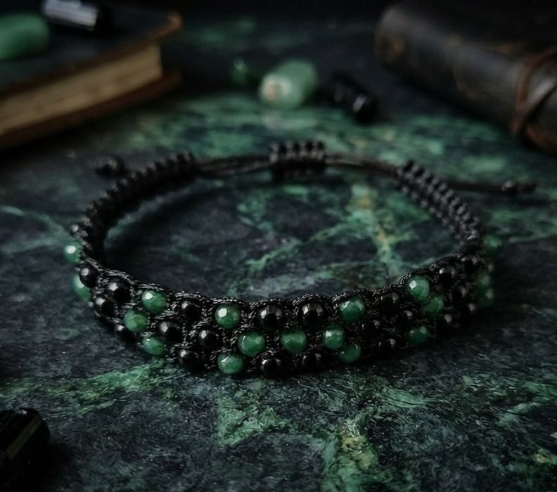 Męska bransoleta z jadeitem 47 kamieni
