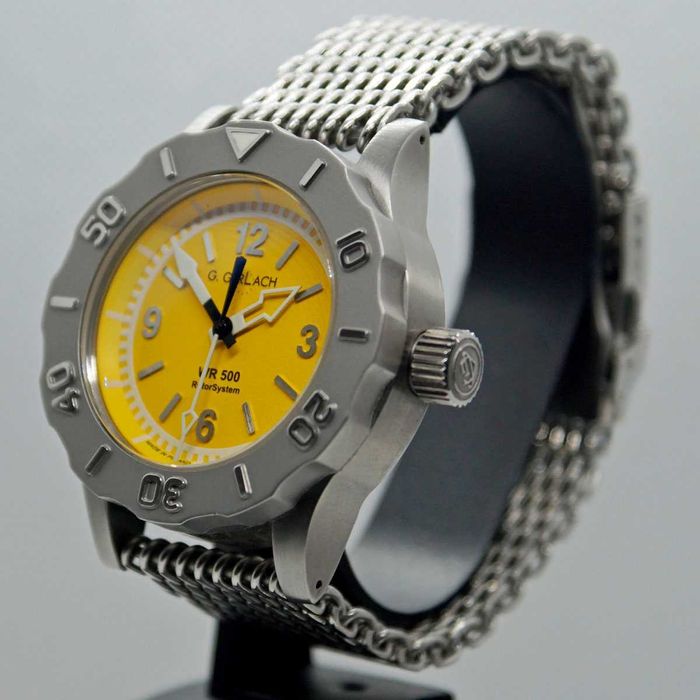 Zegarek męski automatyczny BATYSKAF 500 m Gerlach NOWY żółty Gwarancja